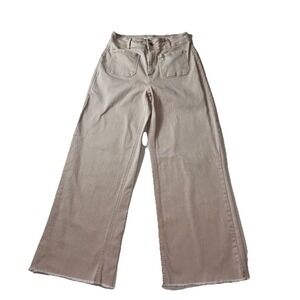 OAT New York Jeans Womens 10/30 Pink High Rise Wide Leg Raw Hem Patch Pocket